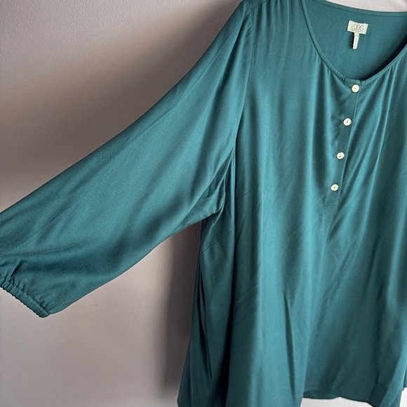 LOGO by Lori Goldstein Top size 26W Green Tunic Pockets - Picture 3 of 6